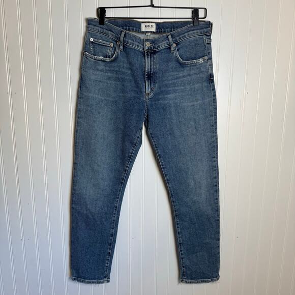 AGOLDE Denim - AGOLDE Toni Mid Rise Straight Leg Medium Wash Blue Button Fly Jeans Size 30